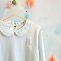 Kragen Langarmshirt / Mädchen Bluse aus Baumwolle in Weiß