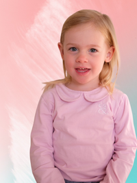 Kragen Langarmshirt / Mädchen Bluse für Kinder aus Baumwolle in Rosa