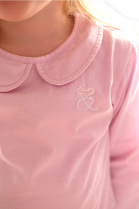 Kragen Langarmshirt / Mädchen Bluse für Kinder aus Baumwolle in Rosa