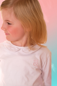Kragen Langarmshirt / Mädchen Bluse aus Baumwolle in Weiß